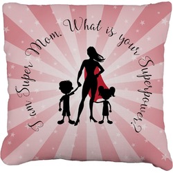 Super Mom Faux-Linen Throw Pillow 16"