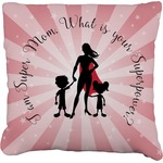 Super Mom Faux-Linen Throw Pillow 18"