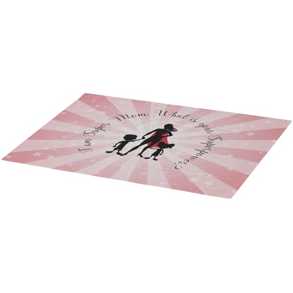 Super Mom Burlap Placemat (Angle View)