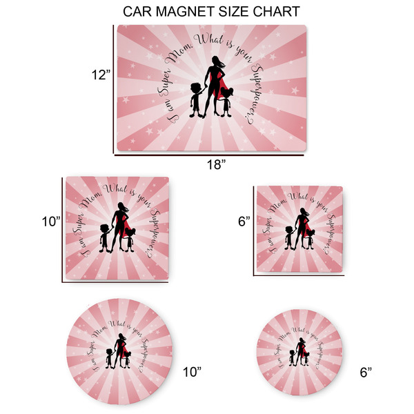 Super Mom Car Magnets - SIZE CHART