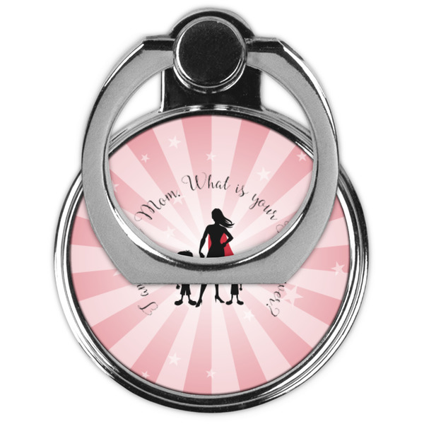 Super Mom Cell Phone Ring Stand & Holder - Front (Collapsed)