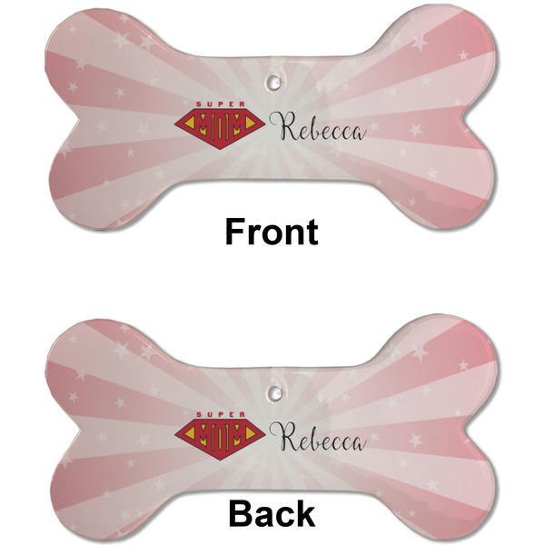 Super Mom Ceramic Flat Ornament - Bone Front & Back (APPROVAL)
