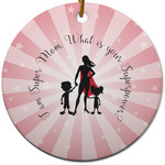 Super Mom Round Ceramic Ornament