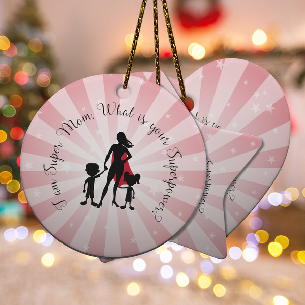 Custom Super Mom Ceramic Ornament