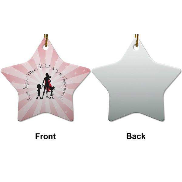 Super Mom Ceramic Flat Ornament - Star Front & Back (APPROVAL)