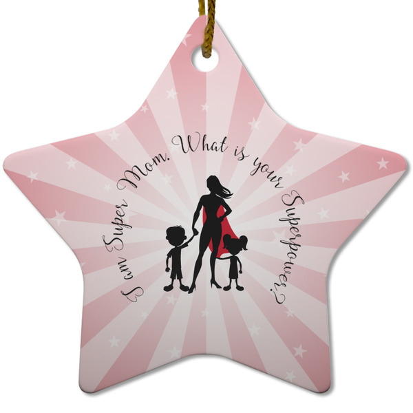 Super Mom Ceramic Flat Ornament - Star (Front)
