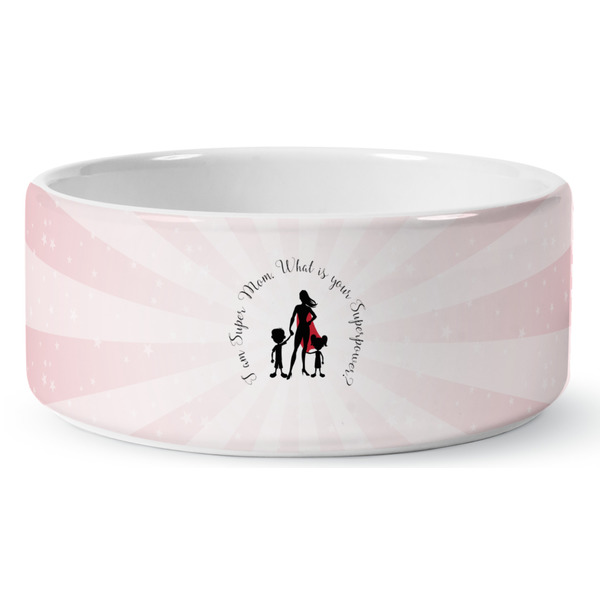 Custom Super Mom Ceramic Dog Bowl