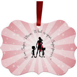 Super Mom Metal Frame Ornament - Double Sided