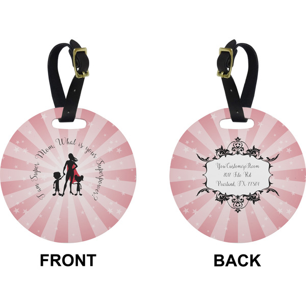 Super Mom Circle Luggage Tag (Front + Back)