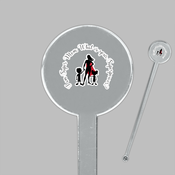 Super Mom Clear Plastic 7" Stir Stick - Round - Closeup