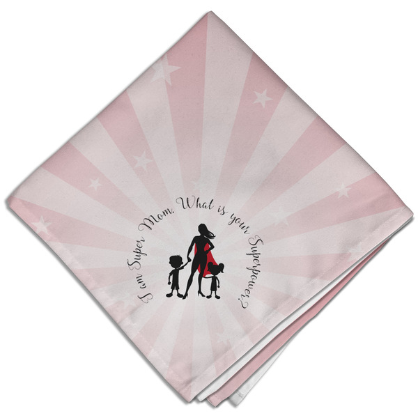 Super Mom Cloth Napkins - Personalized Dinner (Folded Four Corners)