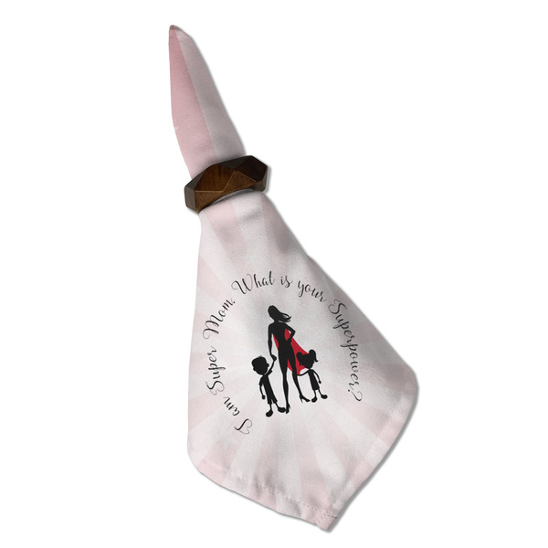 Super Mom Cloth Napkins - Personalized Dinner (Folded in Ring) (MAIN)