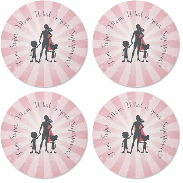Super Mom Coaster Round Rubber Back - Apvl