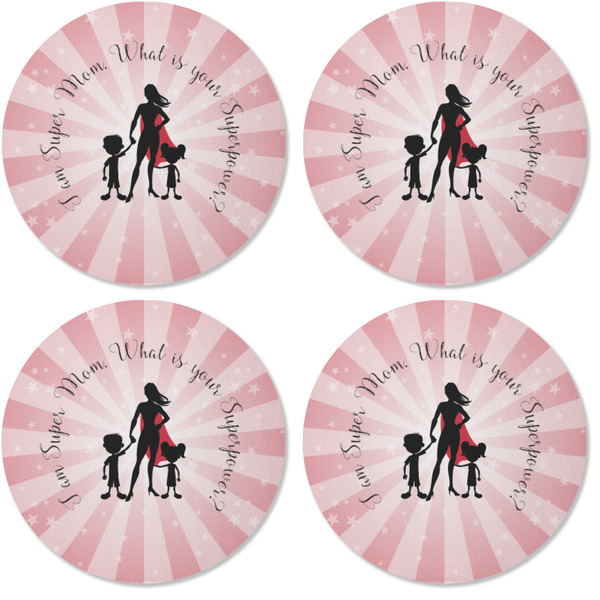 Super Mom Coaster Round Rubber Back - Apvl