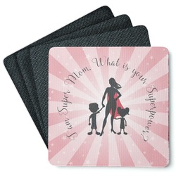 Super Mom Square Rubber Backed Coasters - Set of 4