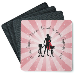 Super Mom Square Rubber Backed Coasters - Set of 4