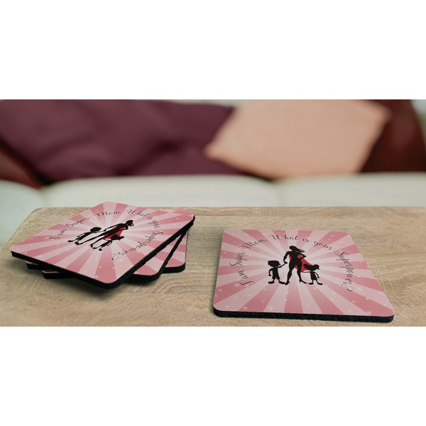Super Mom Coaster Rubber Back - On Coffee Table