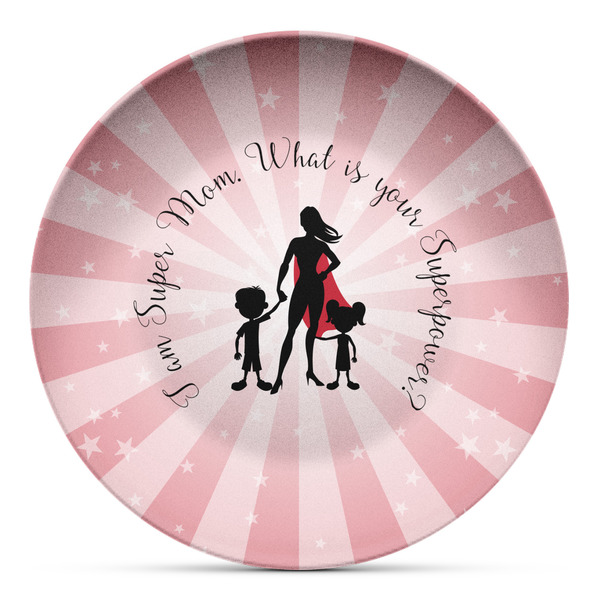 Custom Super Mom Microwave Safe Plastic Plate - Composite Polymer