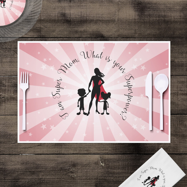Super Mom Disposable Paper Placemat - In Context