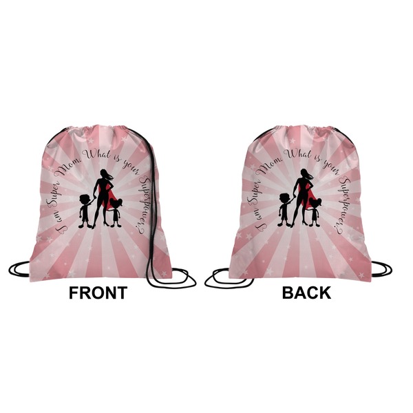 Super Mom Drawstring Backpack Front & Back Medium