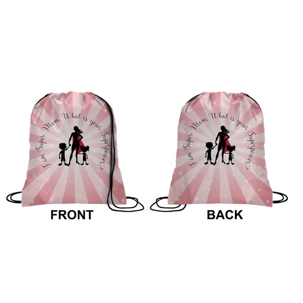 Super Mom Drawstring Backpack Front & Back Small