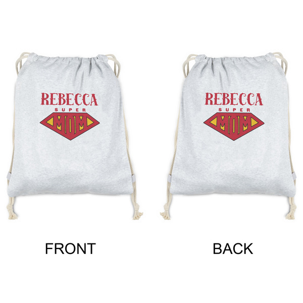 Super Mom Drawstring Backpacks - Sweatshirt Fleece - Double Sided - APPROVAL