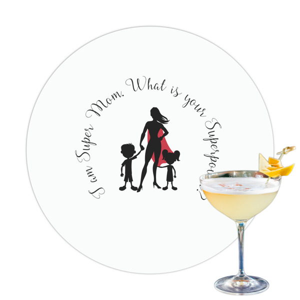 Custom Super Mom Printed Drink Topper - 3.25"