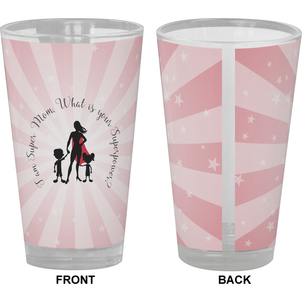 Super Mom Pint Glass - Full Color - Front & Back Views