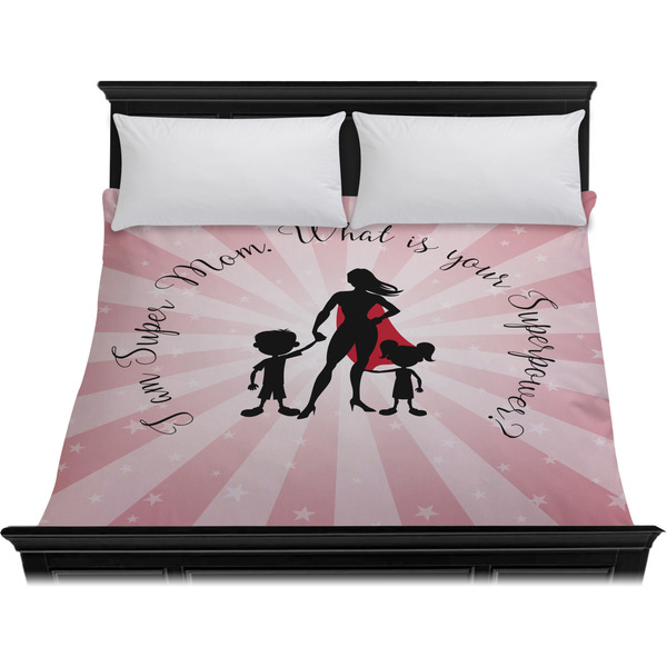 Super Mom Duvet Cover - King - On Bed - No Prop