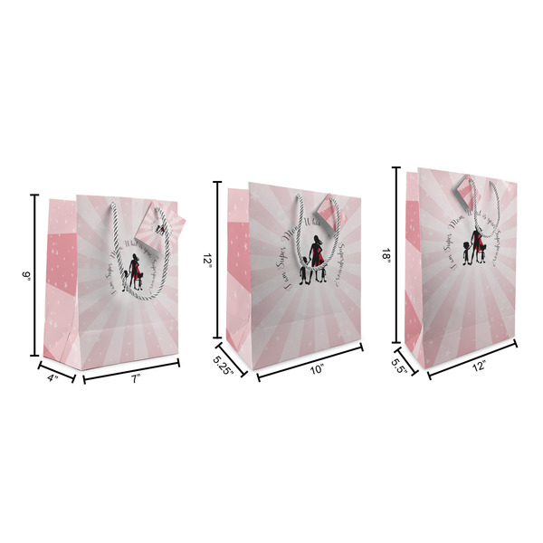 Super Mom Gift Bags - All Sizes - Dimensions