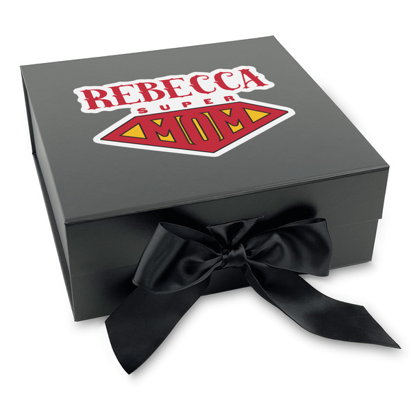 Custom Super Mom Gift Box with Magnetic Lid - Black