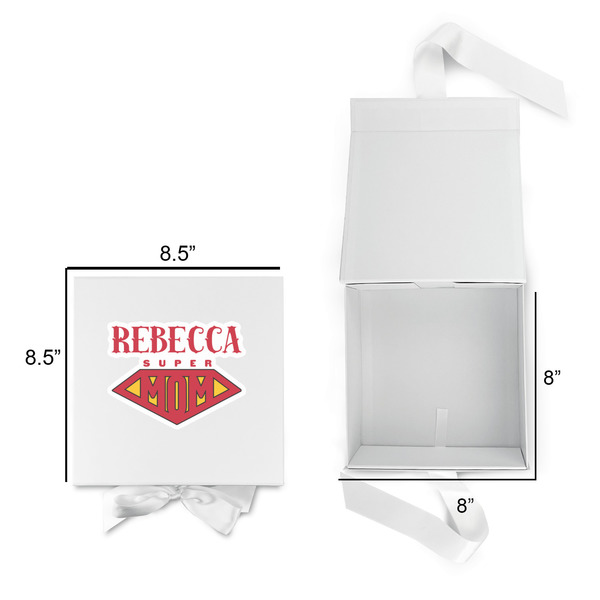 Super Mom Gift Boxes with Magnetic Lid - White - Open & Closed