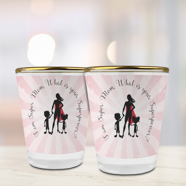 Super Mom Glass Shot Glass - with gold rim - LIFESTYLE