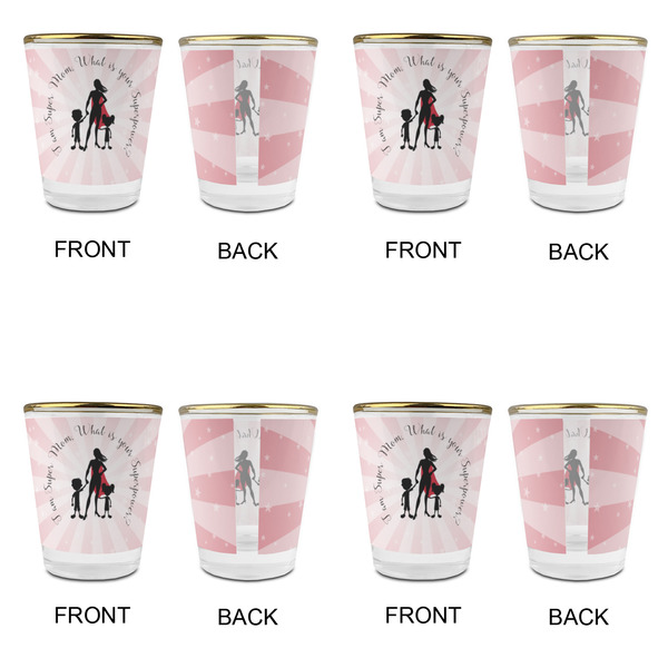 Super Mom Glass Shot Glass - with gold rim - Set of 4 - APPROVAL