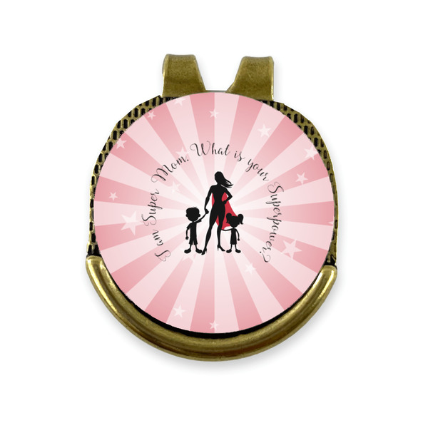 Custom Super Mom Golf Ball Marker - Hat Clip - Gold