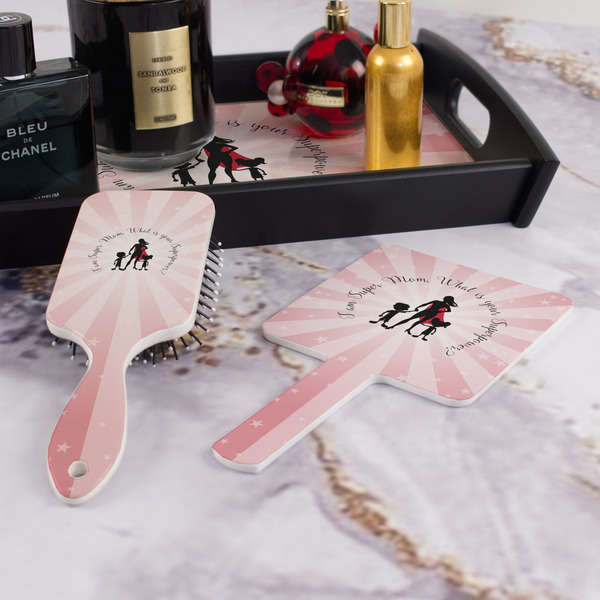 Super Mom Hair Brush and Hand Mirror - Bathroom Scene
