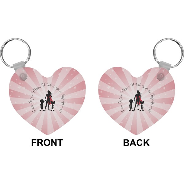 Super Mom Heart Keychain (Front + Back)