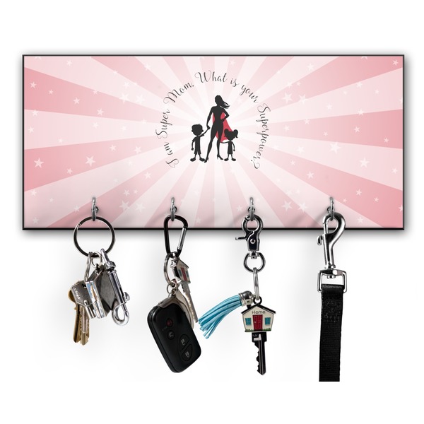 Custom Super Mom Key Hanger w/ 4 Hooks