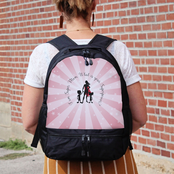 Super Mom Large Backpack - Black - On Back