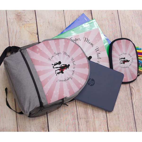 Super Mom Large Backpack - Gray - With Stuff