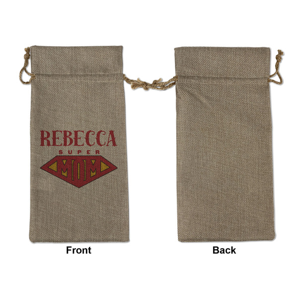 Super Mom Large Burlap Gift Bags - Front Approval