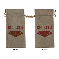 Super Mom Large Burlap Gift Bag - Front & Back