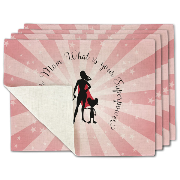 Custom Super Mom Single-Sided Linen Placemat - Set of 4