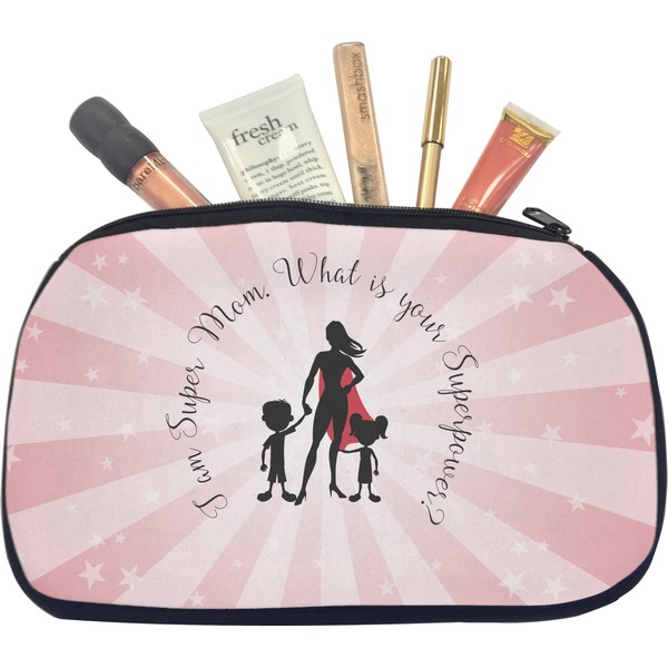 Custom Super Mom Makeup / Cosmetic Bag - Medium