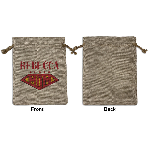 Super Mom Medium Burlap Gift Bag - Front Approval