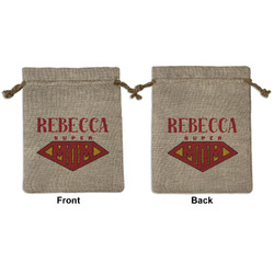 Super Mom Medium Burlap Gift Bag - Front & Back