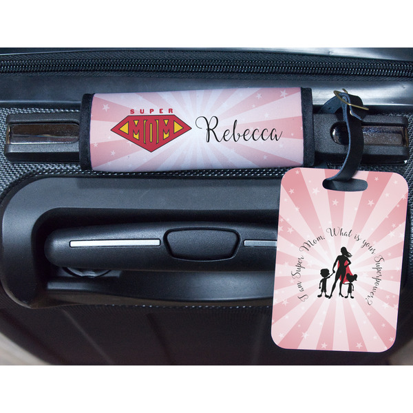 Super Mom Metal Luggage Tag & Handle Wrap - In Context