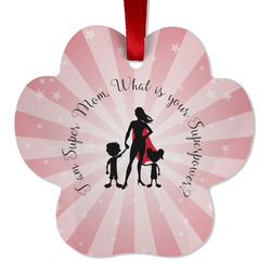 Super Mom Metal Paw Ornament - Double Sided