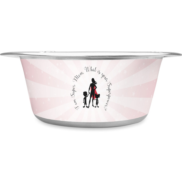 Custom Super Mom Stainless Steel Dog Bowl - Medium