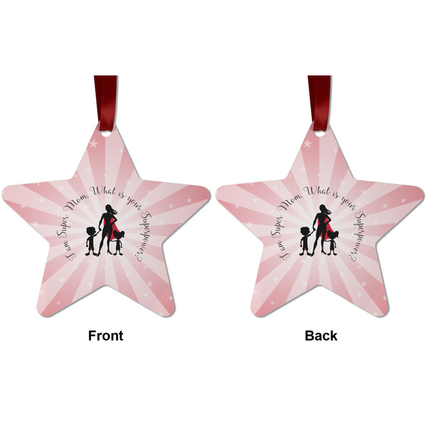 Super Mom Metal Star Ornament - Front and Back